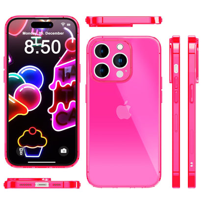 NALIA Neon Silikonhülle für iPhone 14 Pro – Knallige Signal-Farbe & Linsenschutz – VIBE (Transparentes Case) – Marke aus Berlin