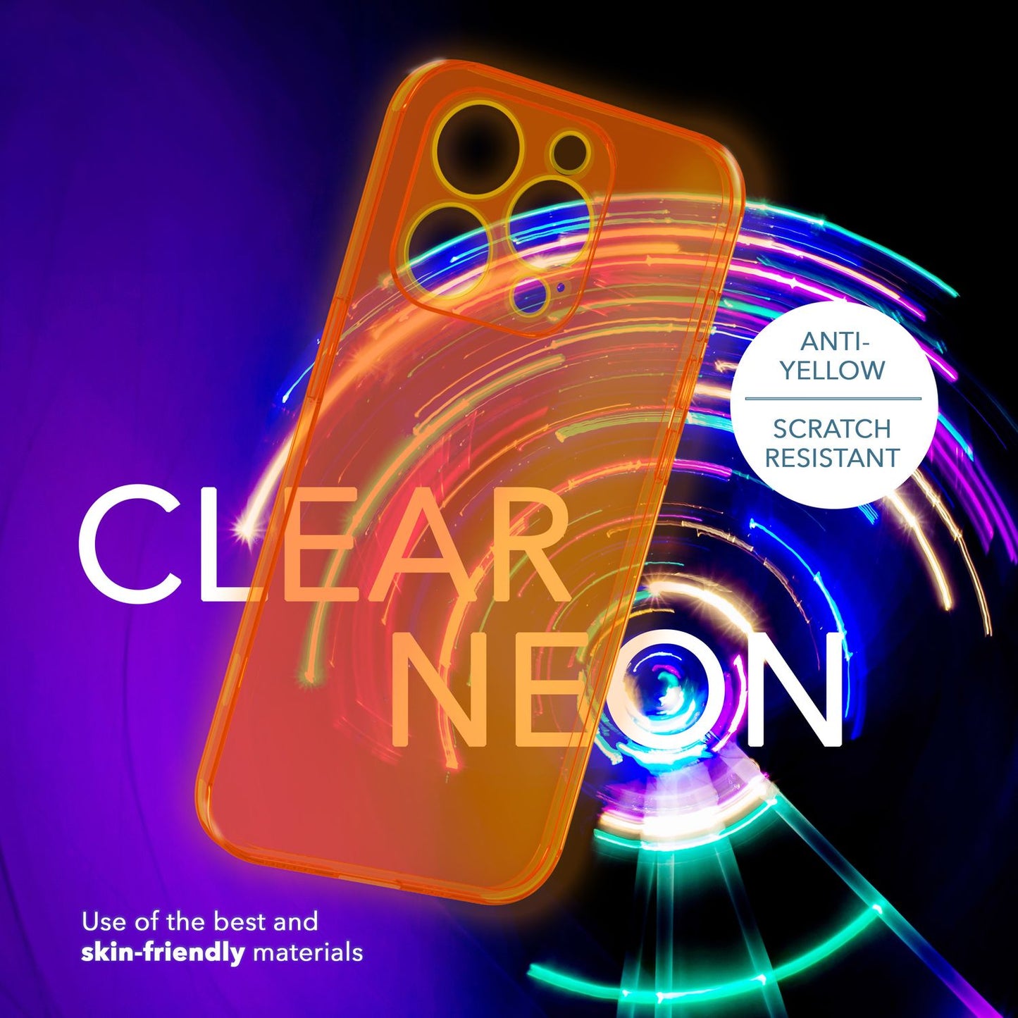NALIA Neon Silikonhülle für iPhone 14 Pro – Knallige Signal-Farbe & Linsenschutz – VIBE (Transparentes Case) – Marke aus Berlin