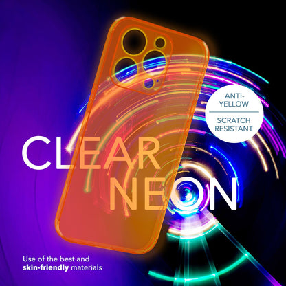 NALIA Neon Silikonhülle für iPhone 14 Pro – Knallige Signal-Farbe & Linsenschutz – VIBE (Transparentes Case) – Marke aus Berlin