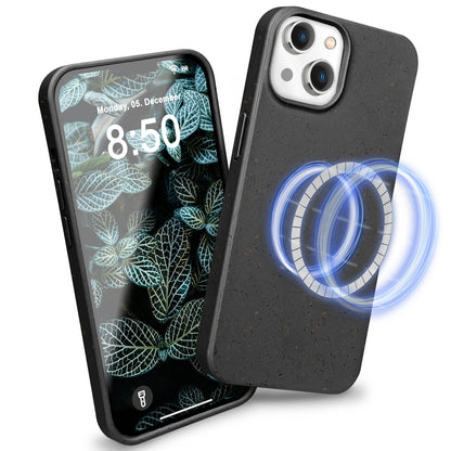 NALIA Handyhülle für iPhone 14 – MagSafe kompatibel & Weizenstroh-Mix – ECOFIT (Pflanzenbasiert, Rutschfest & Matt) – Marke aus Berlin
