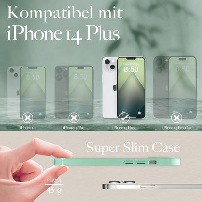 NALIA Handyhülle für iPhone 14 Plus – MagSafe kompatibel & Weizenstroh-Mix – ECOFIT (Pflanzenbasiert, Rutschfest & Matt) – Marke aus Berlin