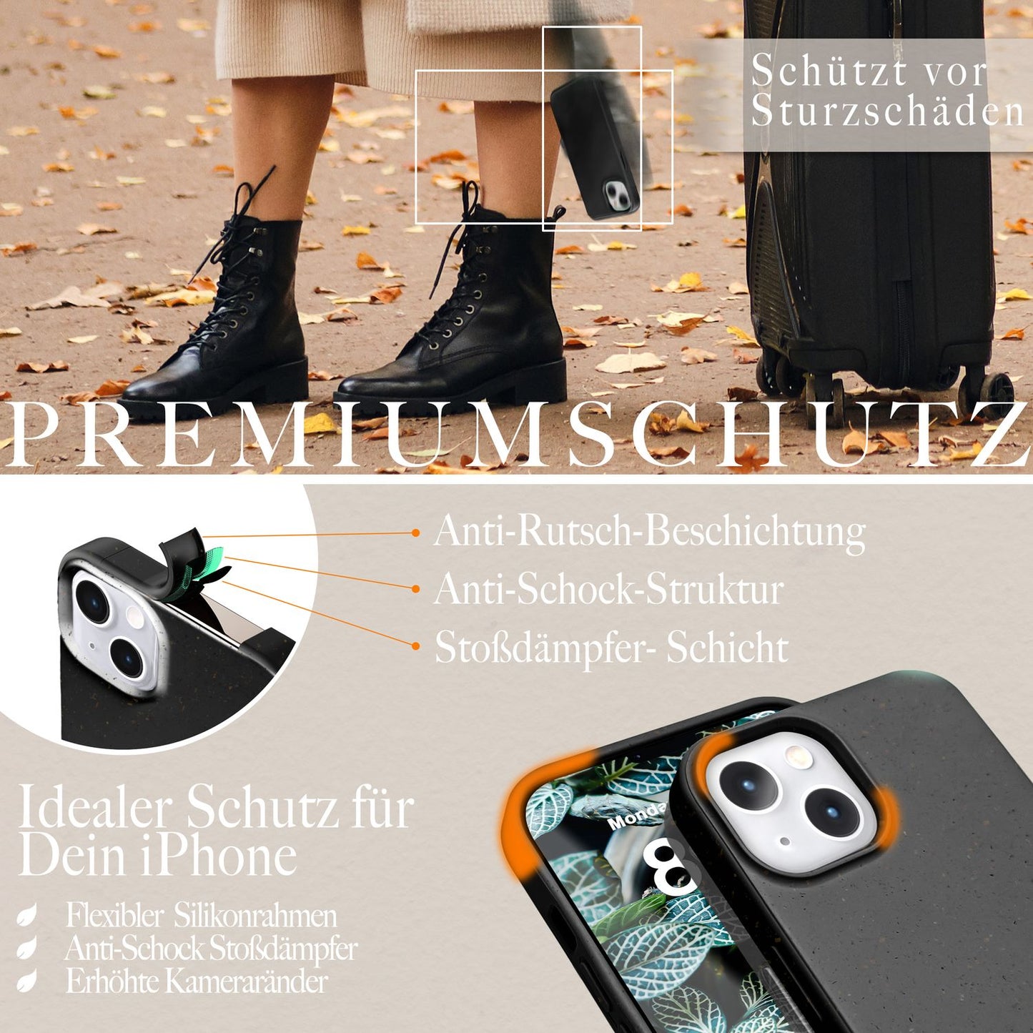 NALIA Handyhülle für iPhone 14 Plus – MagSafe kompatibel & Weizenstroh-Mix – ECOFIT (Pflanzenbasiert, Rutschfest & Matt) – Marke aus Berlin