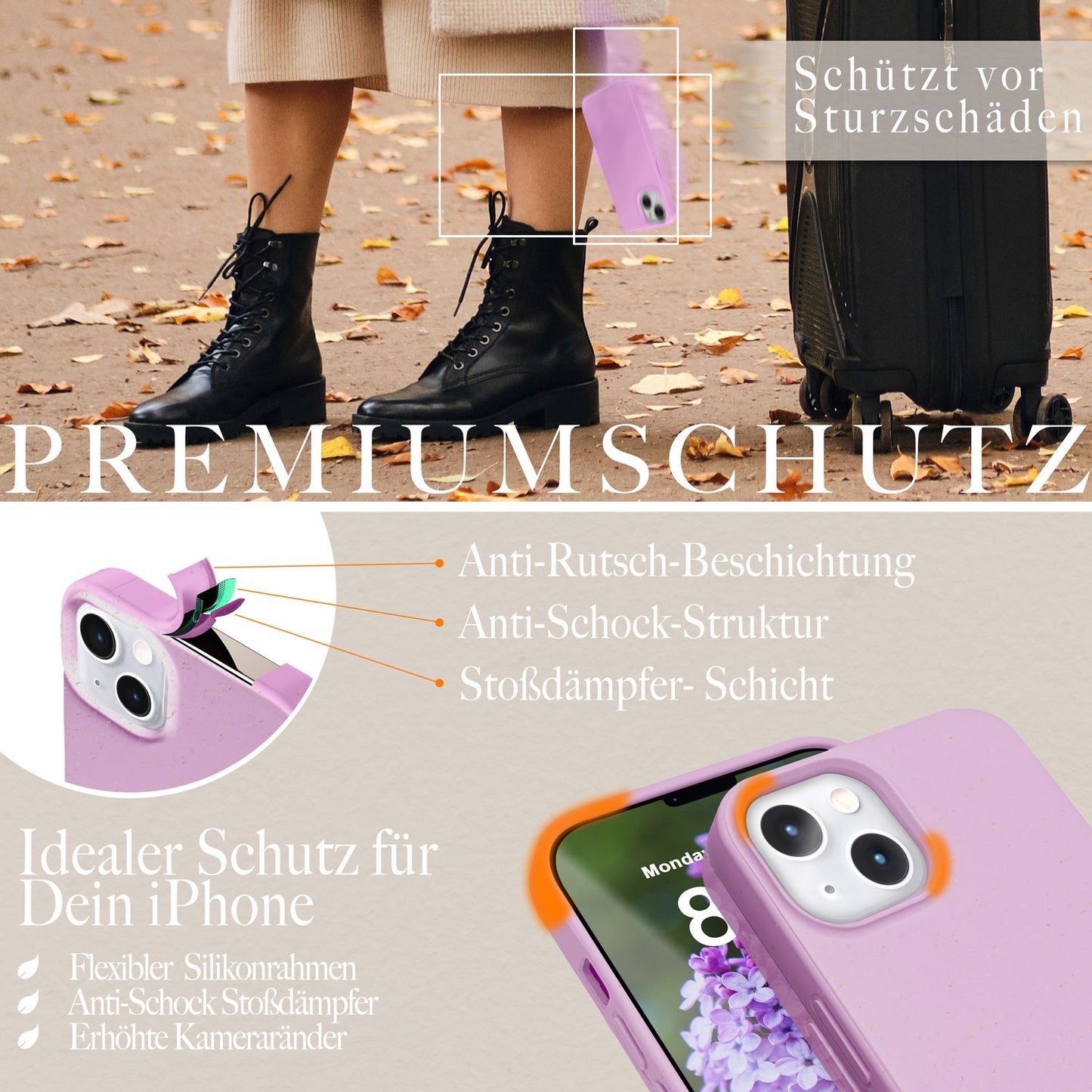 NALIA Handyhülle für iPhone 14 Plus – MagSafe kompatibel & Weizenstroh-Mix – ECOFIT (Pflanzenbasiert, Rutschfest & Matt) – Marke aus Berlin