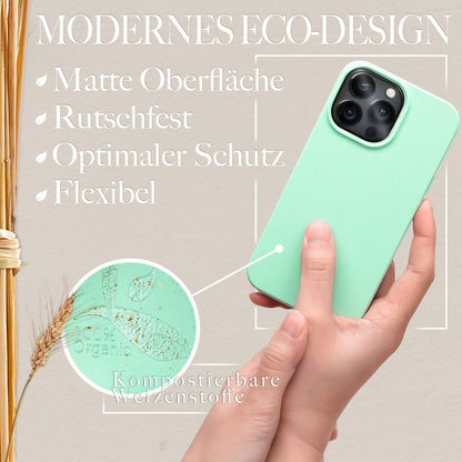 NALIA Handyhülle für iPhone 14 Pro – MagSafe kompatibel & Weizenstroh-Mix – ECOFIT (Pflanzenbasiert, Rutschfest & Matt) – Marke aus Berlin