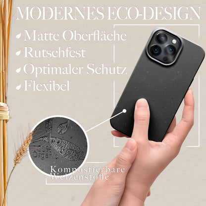NALIA Handyhülle für iPhone 14 Pro – MagSafe kompatibel & Weizenstroh-Mix – ECOFIT (Pflanzenbasiert, Rutschfest & Matt) – Marke aus Berlin