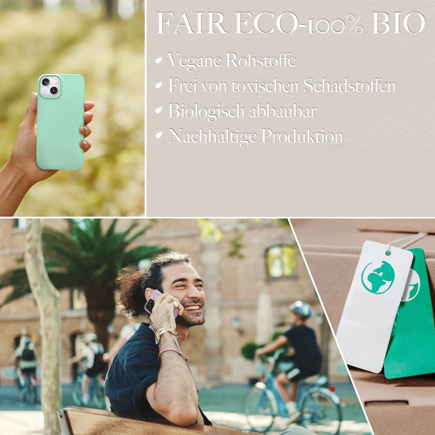 NALIA Handyhülle für iPhone 14 Pro – MagSafe kompatibel & Weizenstroh-Mix – ECOFIT (Pflanzenbasiert, Rutschfest & Matt) – Marke aus Berlin