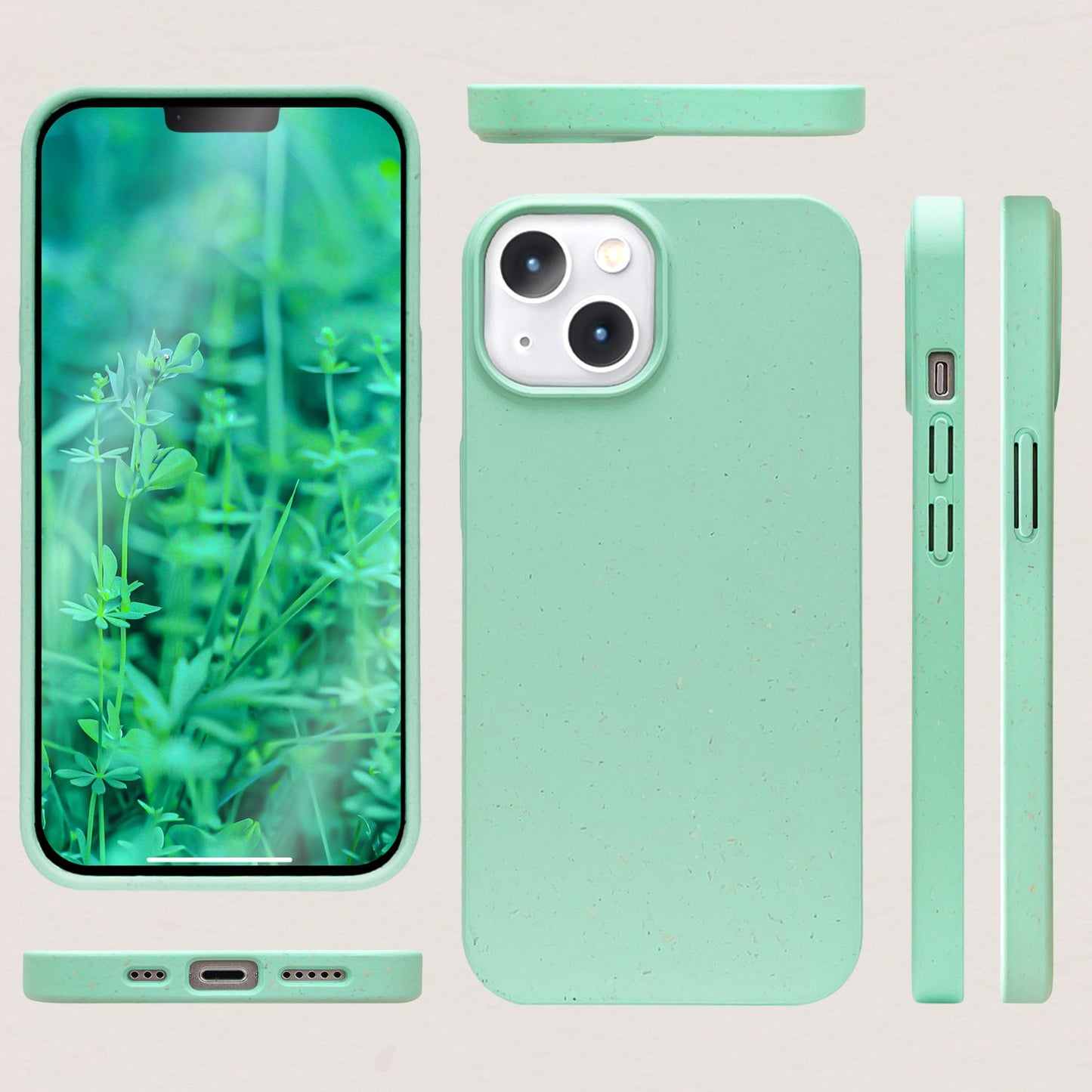 NALIA Handyhülle für iPhone 14 – Weizenstroh Case (Pflanzenbasiert) – BIOVERA – Matt & Stoßfest (Vegan) – Marke aus Berlin