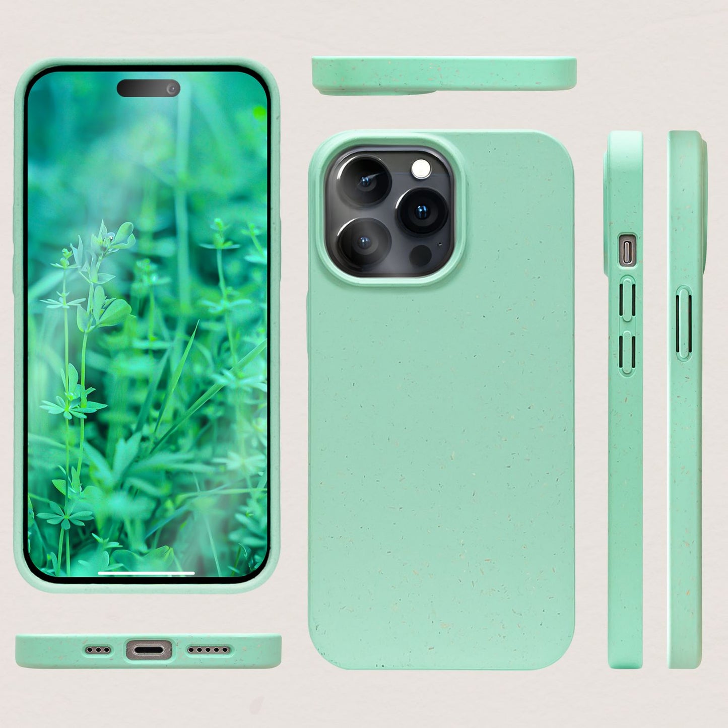 NALIA Handyhülle für iPhone 14 Pro – Weizenstroh Case (Pflanzenbasiert) – BIOVERA – Matt & Stoßfest (Vegan) – Marke aus Berlin