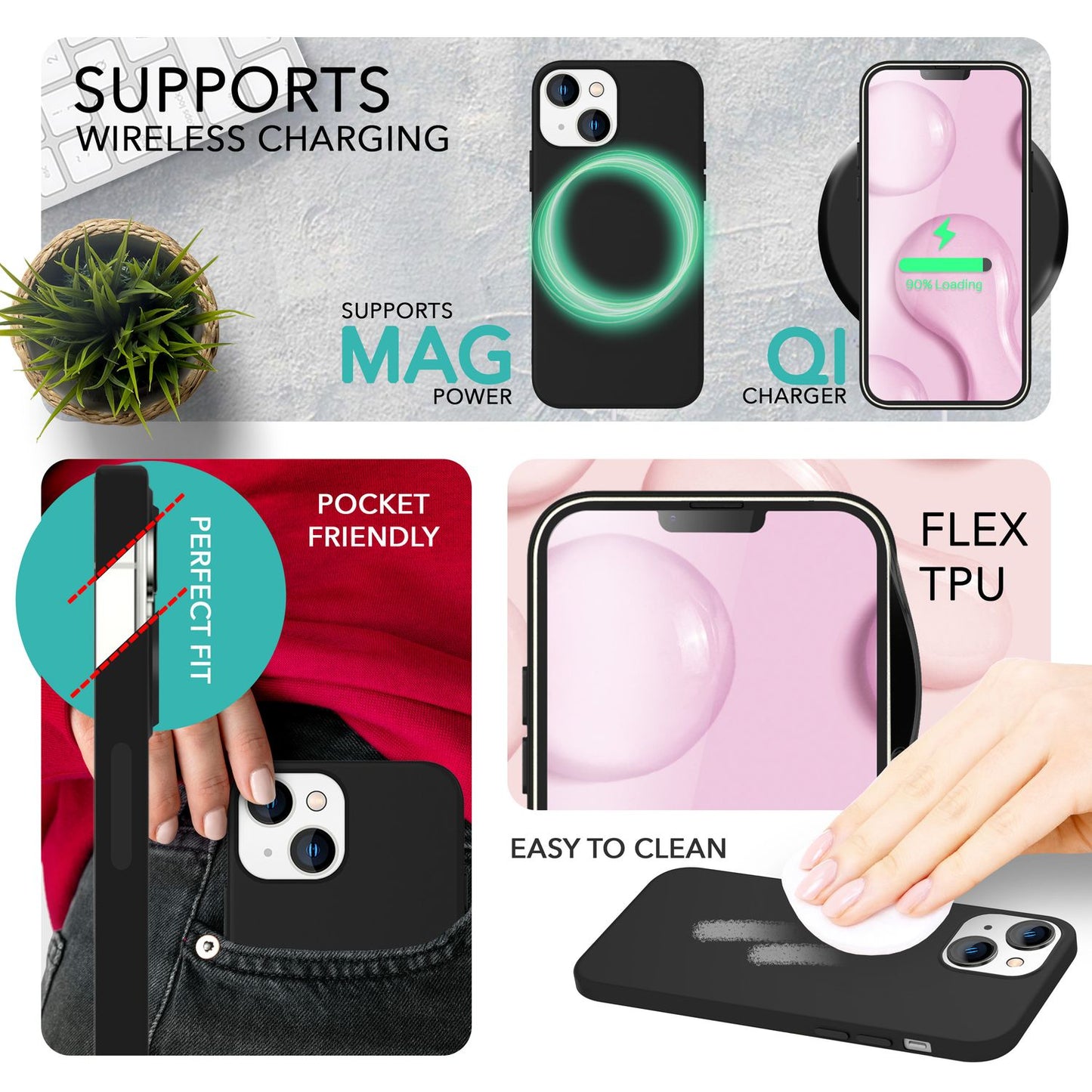 NALIA Magnet Silikonhülle für iPhone 14 – MagSafe kompatibel & Liquid Silicone – SLIQ (Soft-Touch Schutz & Mikrofaser Innen) – Marke aus Berlin