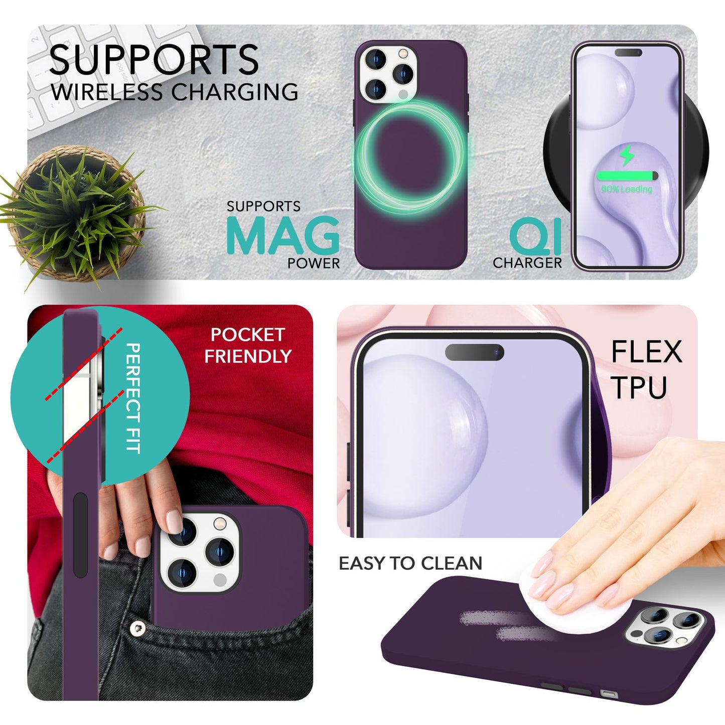 NALIA Magnet Silikonhülle für iPhone 14 Pro – MagSafe kompatibel & Liquid Silicone – SLIQ (Soft-Touch Schutz & Mikrofaser Innen) – Marke aus Berlin