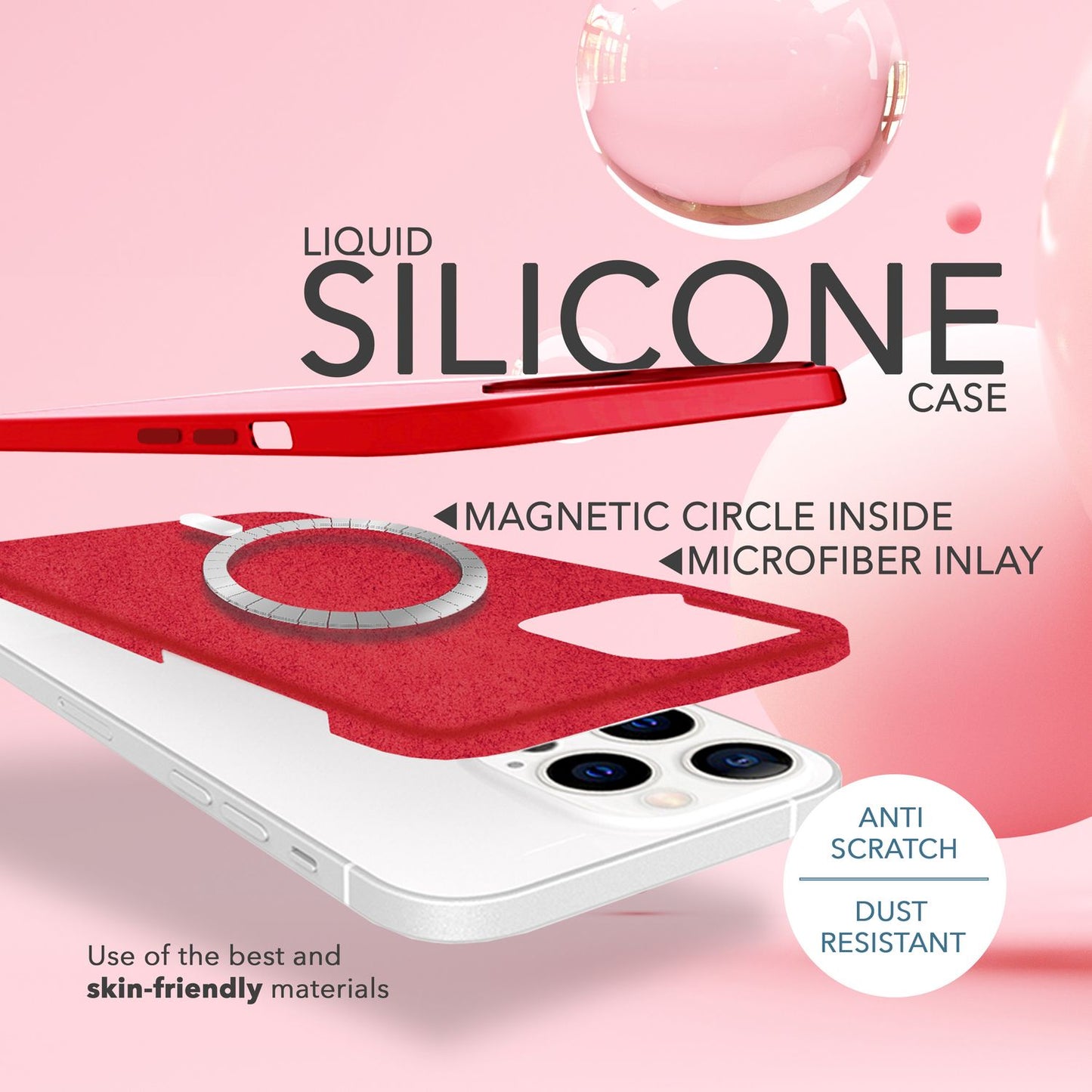 NALIA Magnet Silikonhülle für iPhone 14 Pro – MagSafe kompatibel & Liquid Silicone – SLIQ (Soft-Touch Schutz & Mikrofaser Innen) – Marke aus Berlin