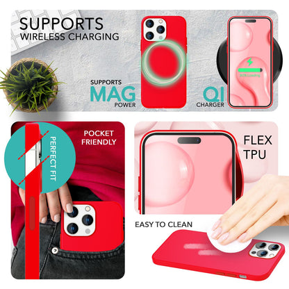 NALIA Magnet Silikonhülle für iPhone 14 Pro – MagSafe kompatibel & Liquid Silicone – SLIQ (Soft-Touch Schutz & Mikrofaser Innen) – Marke aus Berlin