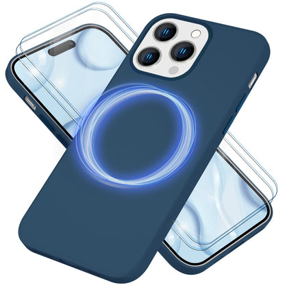NALIA Magnet Silikonhülle für iPhone 14 Pro – MagSafe kompatibel & Liquid Silicone – SLIQ (Soft-Touch Schutz & Mikrofaser Innen) – Marke aus Berlin