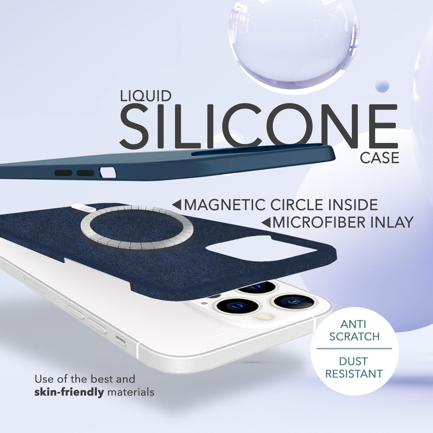 NALIA Magnet Silikonhülle für iPhone 14 Pro – MagSafe kompatibel & Liquid Silicone – SLIQ (Soft-Touch Schutz & Mikrofaser Innen) – Marke aus Berlin