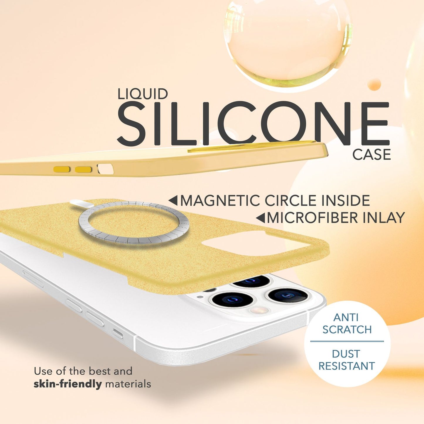 NALIA Magnet Silikonhülle für iPhone 14 Pro – MagSafe kompatibel & Liquid Silicone – SLIQ (Soft-Touch Schutz & Mikrofaser Innen) – Marke aus Berlin