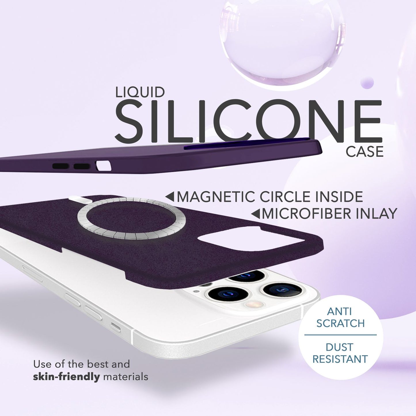 NALIA Magnet Silikonhülle für iPhone 14 Pro Max – MagSafe kompatibel & Liquid Silicone – SLIQ (Soft-Touch Schutz & Mikrofaser Innen) – Marke aus Berlin