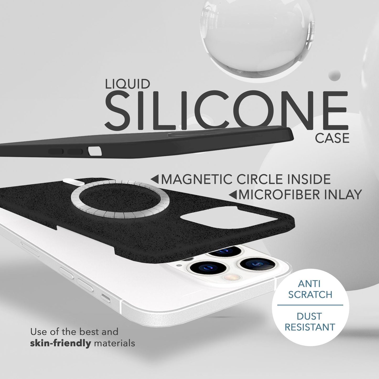 NALIA Magnet Silikonhülle für iPhone 14 Pro Max – MagSafe kompatibel & Liquid Silicone – SLIQ (Soft-Touch Schutz & Mikrofaser Innen) – Marke aus Berlin