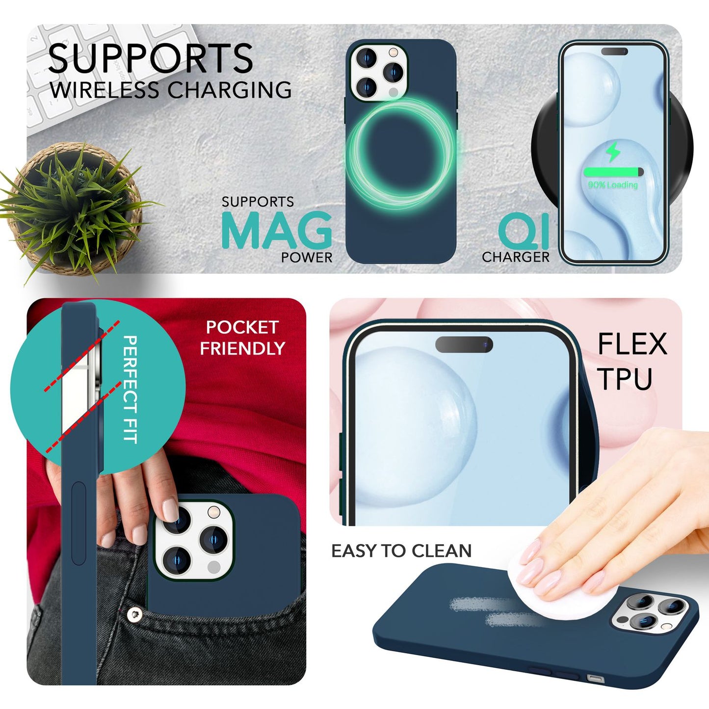 NALIA Magnet Silikonhülle für iPhone 14 Pro Max – MagSafe kompatibel & Liquid Silicone – SLIQ (Soft-Touch Schutz & Mikrofaser Innen) – Marke aus Berlin