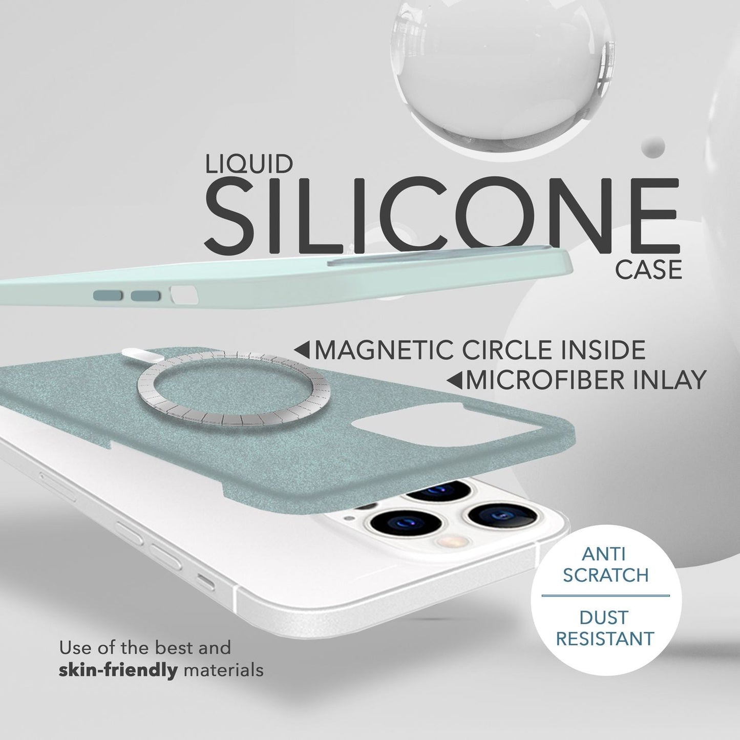 NALIA Magnet Silikonhülle für iPhone 14 Pro Max – MagSafe kompatibel & Liquid Silicone – SLIQ (Soft-Touch Schutz & Mikrofaser Innen) – Marke aus Berlin