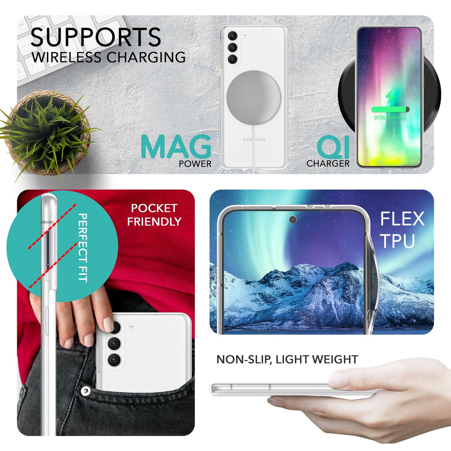 NALIA Transparente Silikonhülle für Samsung Galaxy S23 Plus – Anti-Gelb & Rutschfest – GLAZE (Handyhülle Kristallklar, Schlank & Stoßfest) – Marke aus Berlin