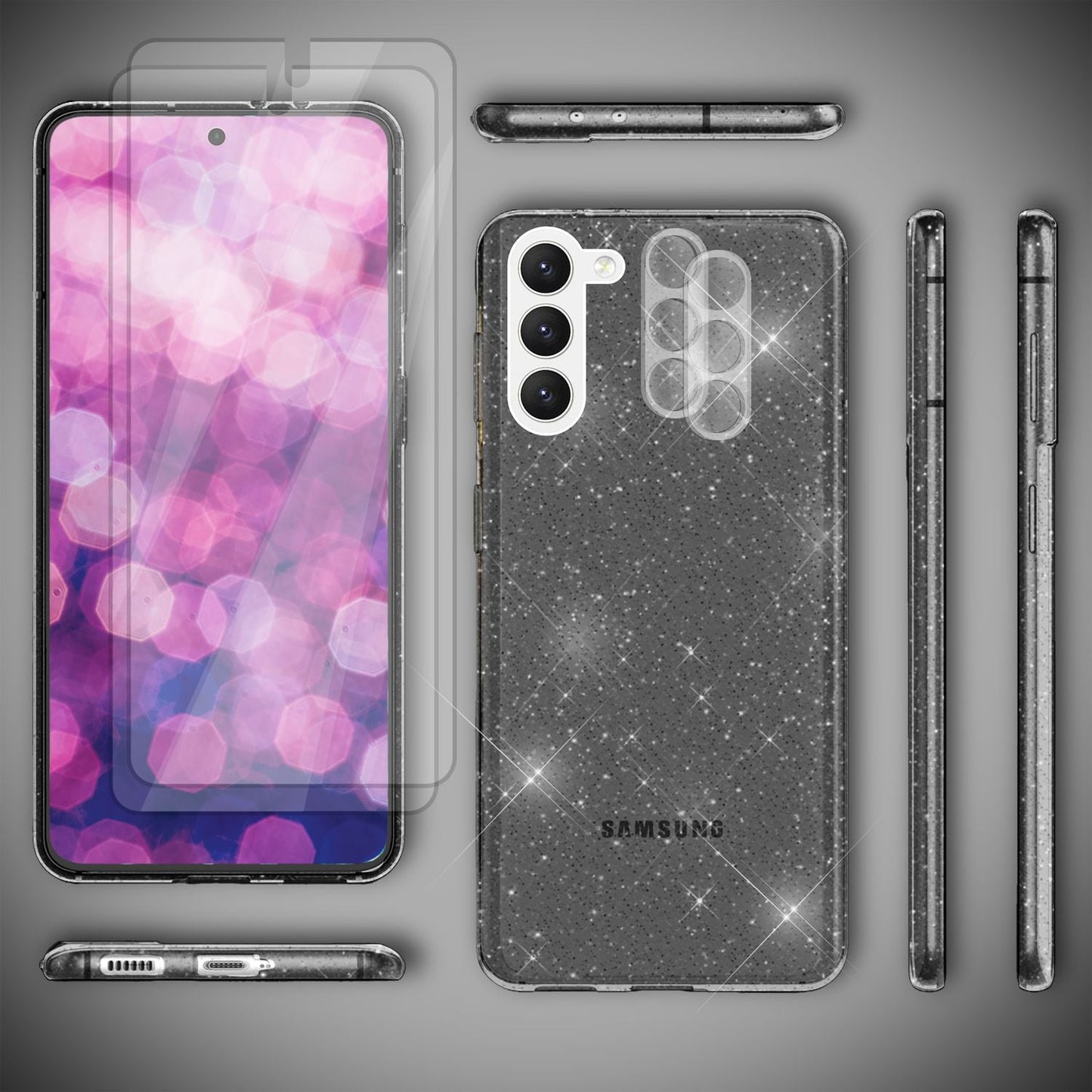 NALIA Glitzerhülle für Samsung Galaxy S23 – Funkelndes Silikon Case – DAZZLIN (Transparent & Stoßfest) – Marke aus Berlin