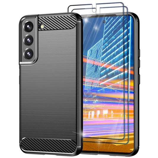 NALIA Silikonhülle für Samsung Galaxy S23 – Rutschfest & Matt – VORTEX (Gebürstete Optik & Carbon Design) – Marke aus Berlin