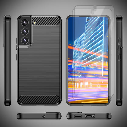 NALIA Silikonhülle für Samsung Galaxy S23 – Rutschfest & Matt – VORTEX (Gebürstete Optik & Carbon Design) – Marke aus Berlin