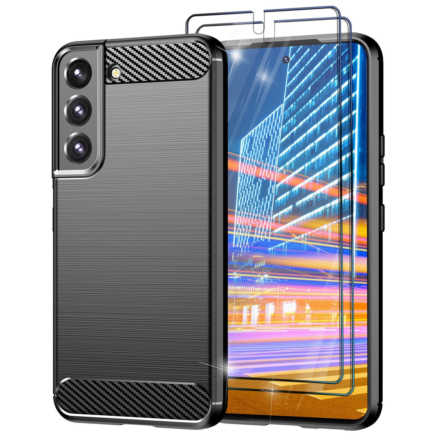 NALIA Silikonhülle für Samsung Galaxy S23 Plus – Rutschfest & Matt – VORTEX (Gebürstete Optik & Carbon Design) – Marke aus Berlin