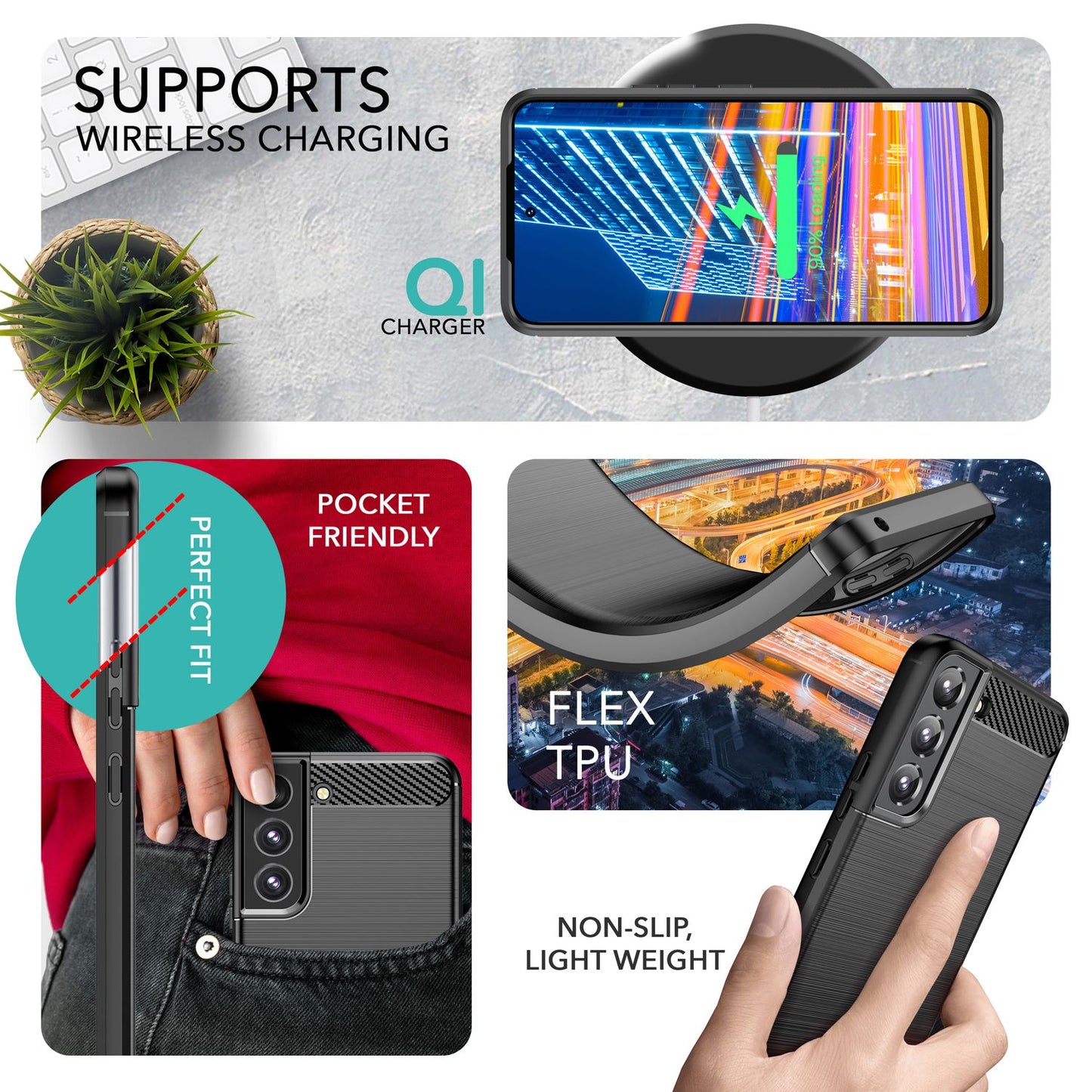 NALIA Silikonhülle für Samsung Galaxy S23 Plus – Rutschfest & Matt – VORTEX (Gebürstete Optik & Carbon Design) – Marke aus Berlin