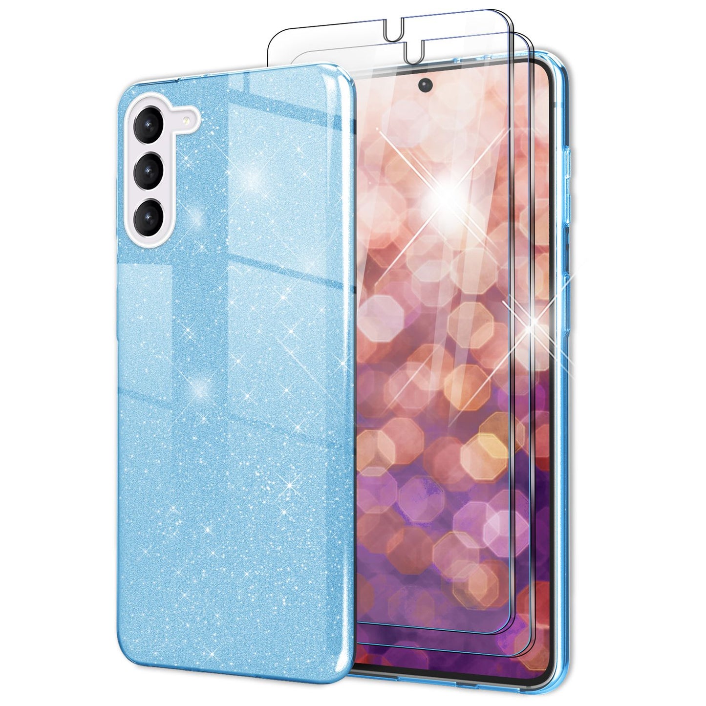NALIA Glitzerhülle für Samsung Galaxy S23 – Funkelnder Glitzer-Look & Grip – SHINEPOP (Silikon Case) – Marke aus Berlin