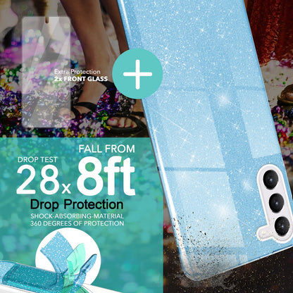 NALIA Glitzerhülle für Samsung Galaxy S23 – Funkelnder Glitzer-Look & Grip – SHINEPOP (Silikon Case) – Marke aus Berlin