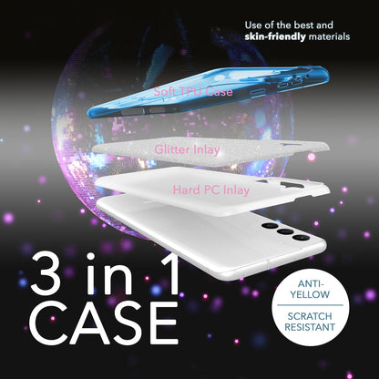 NALIA Glitzerhülle für Samsung Galaxy S23 – Funkelnder Glitzer-Look & Grip – SHINEPOP (Silikon Case) – Marke aus Berlin