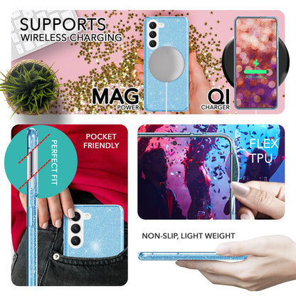 NALIA Glitzerhülle für Samsung Galaxy S23 – Funkelnder Glitzer-Look & Grip – SHINEPOP (Silikon Case) – Marke aus Berlin