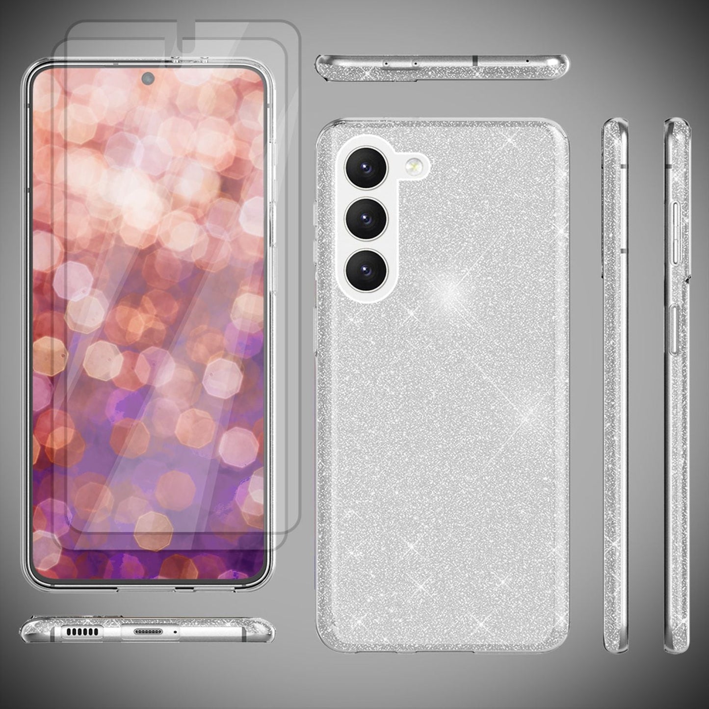 NALIA Glitzerhülle für Samsung Galaxy S23 – Funkelnder Glitzer-Look & Grip – SHINEPOP (Silikon Case) – Marke aus Berlin