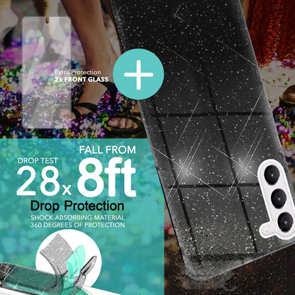 NALIA Glitzerhülle für Samsung Galaxy S23 Plus – Funkelnder Glitzer-Look & Grip – SHINEPOP (Silikon Case) – Marke aus Berlin