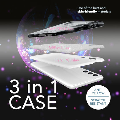 NALIA Glitzerhülle für Samsung Galaxy S23 Plus – Funkelnder Glitzer-Look & Grip – SHINEPOP (Silikon Case) – Marke aus Berlin