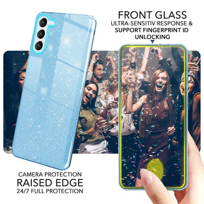 NALIA Glitzerhülle für Samsung Galaxy S23 Plus – Funkelnder Glitzer-Look & Grip – SHINEPOP (Silikon Case) – Marke aus Berlin
