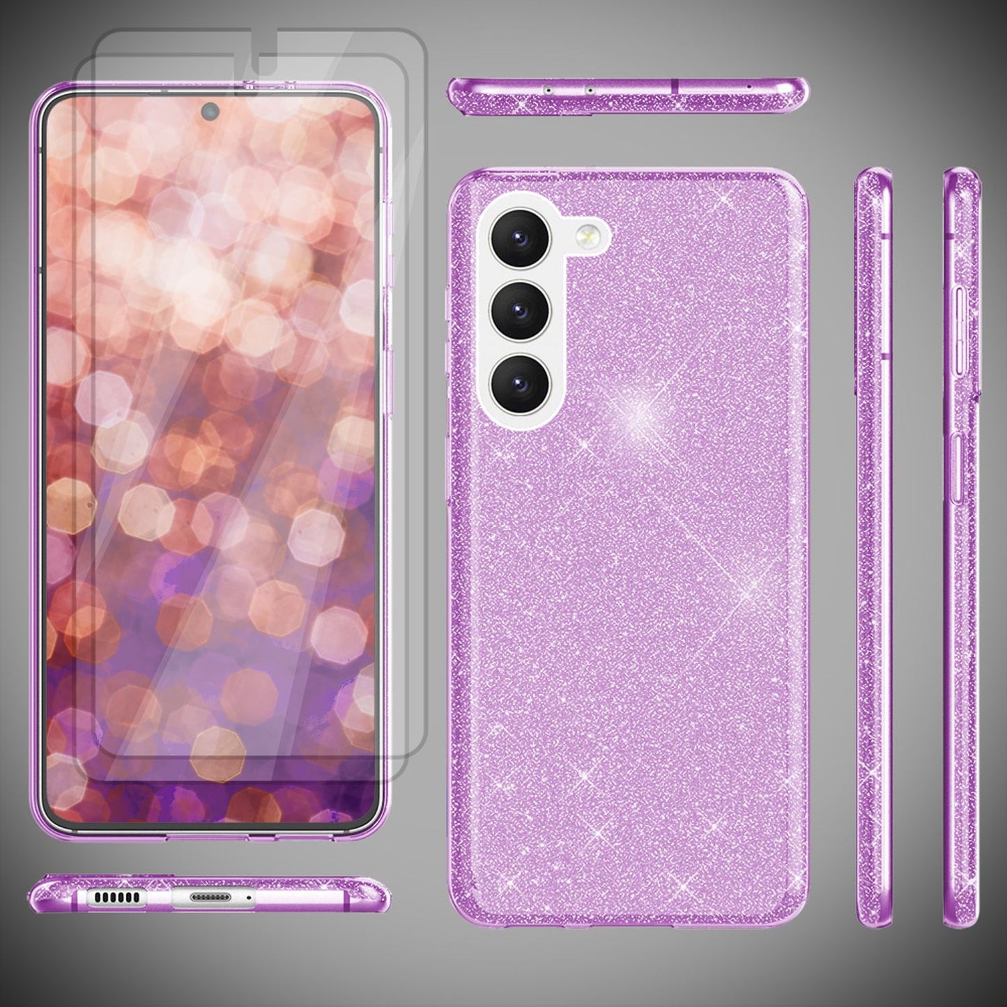 NALIA Glitzerhülle für Samsung Galaxy S23 Plus – Funkelnder Glitzer-Look & Grip – SHINEPOP (Silikon Case) – Marke aus Berlin
