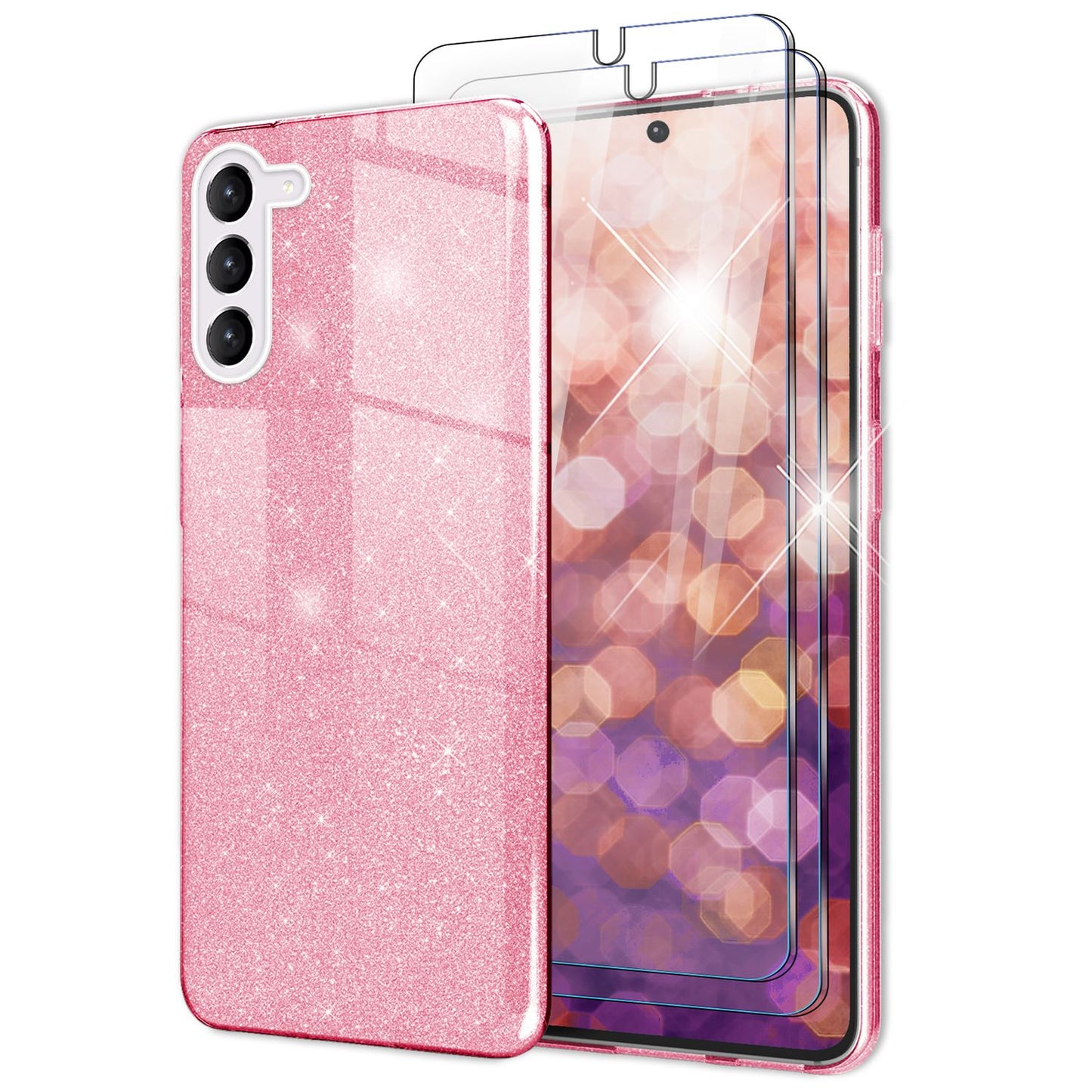 NALIA Glitzerhülle für Samsung Galaxy S23 Plus – Funkelnder Glitzer-Look & Grip – SHINEPOP (Silikon Case) – Marke aus Berlin