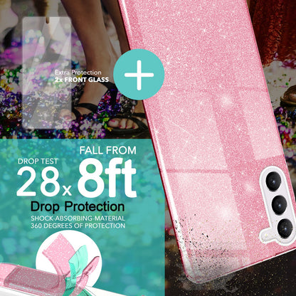 NALIA Glitzerhülle für Samsung Galaxy S23 Plus – Funkelnder Glitzer-Look & Grip – SHINEPOP (Silikon Case) – Marke aus Berlin