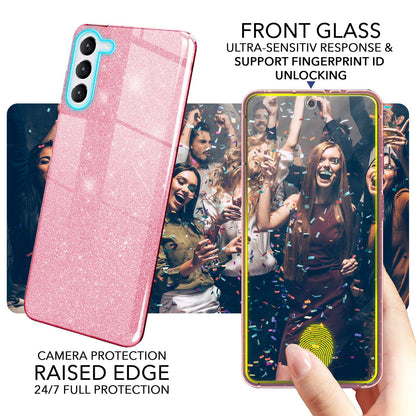 NALIA Glitzerhülle für Samsung Galaxy S23 Plus – Funkelnder Glitzer-Look & Grip – SHINEPOP (Silikon Case) – Marke aus Berlin