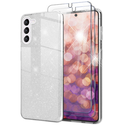 NALIA Glitzerhülle für Samsung Galaxy S23 Plus – Funkelnder Glitzer-Look & Grip – SHINEPOP (Silikon Case) – Marke aus Berlin