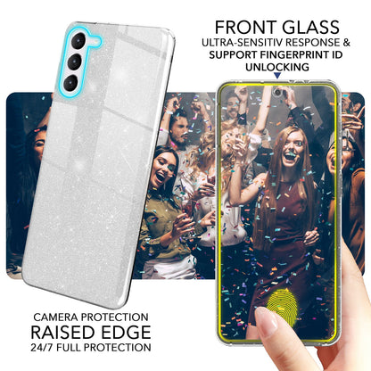 NALIA Glitzerhülle für Samsung Galaxy S23 Plus – Funkelnder Glitzer-Look & Grip – SHINEPOP (Silikon Case) – Marke aus Berlin