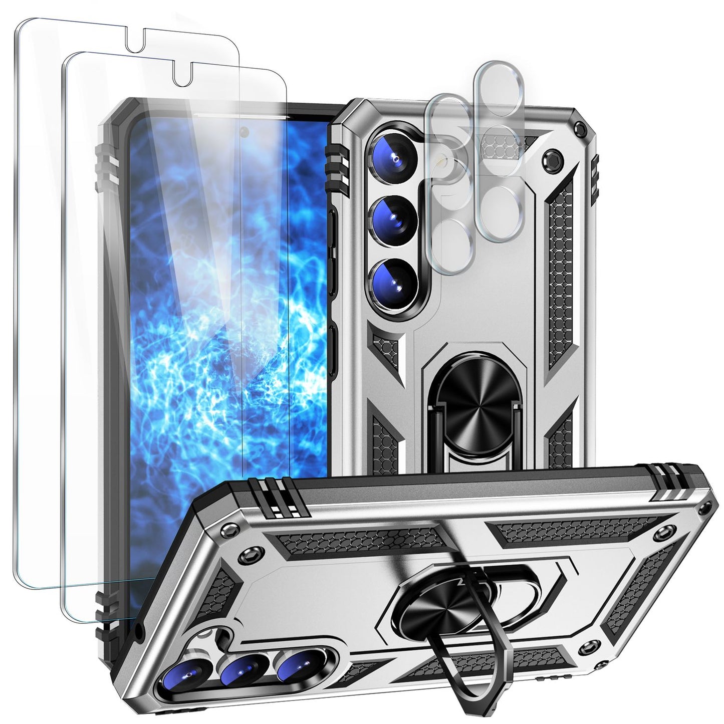 NALIA Panzerhülle für Samsung Galaxy S23 – Ring-Ständer 360° & Magnet-Halterung Kompatibel – RINGDEFEND (Stoßfestes Outdoor Case) – Marke aus Berlin