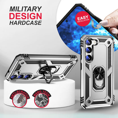 NALIA Panzerhülle für Samsung Galaxy S23 – Ring-Ständer 360° & Magnet-Halterung Kompatibel – RINGDEFEND (Stoßfestes Outdoor Case) – Marke aus Berlin