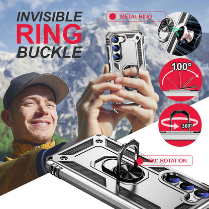 NALIA Panzerhülle für Samsung Galaxy S23 – Ring-Ständer 360° & Magnet-Halterung Kompatibel – RINGDEFEND (Stoßfestes Outdoor Case) – Marke aus Berlin