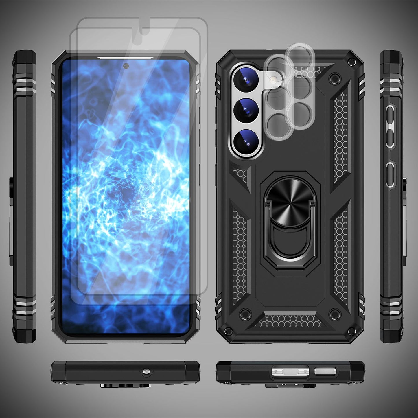 NALIA Panzerhülle für Samsung Galaxy S23 – Ring-Ständer 360° & Magnet-Halterung Kompatibel – RINGDEFEND (Stoßfestes Outdoor Case) – Marke aus Berlin
