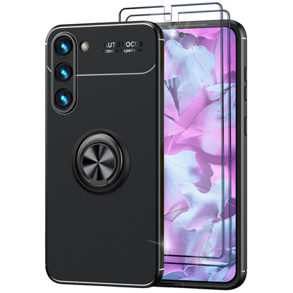 NALIA Ringhülle für Samsung Galaxy S23 – Ring-Ständer 360° & für Magnet-Halter – GRIP360 (Mattiertes Silikon Case) – Marke aus Berlin