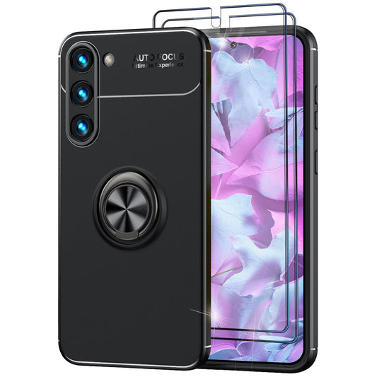 NALIA Ringhülle für Samsung Galaxy S23 – Ring-Ständer 360° & für Magnet-Halter – GRIP360 (Mattiertes Silikon Case) – Marke aus Berlin