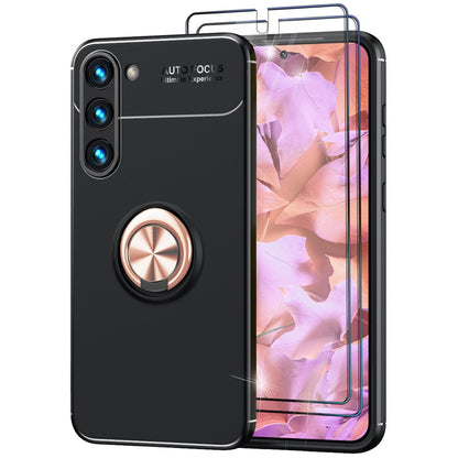 NALIA Ringhülle für Samsung Galaxy S23 – Ring-Ständer 360° & für Magnet-Halter – GRIP360 (Mattiertes Silikon Case) – Marke aus Berlin